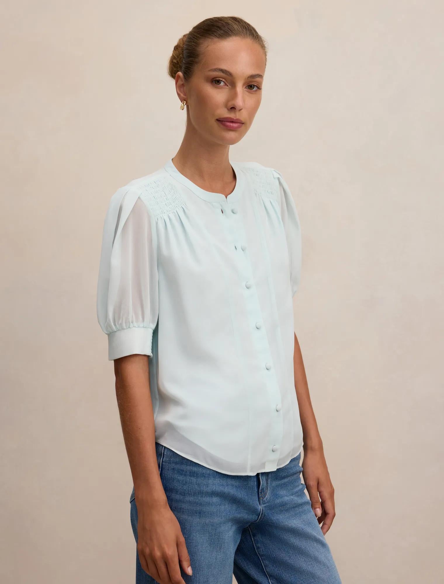 Evie Shirring Blouse Cooling Spray