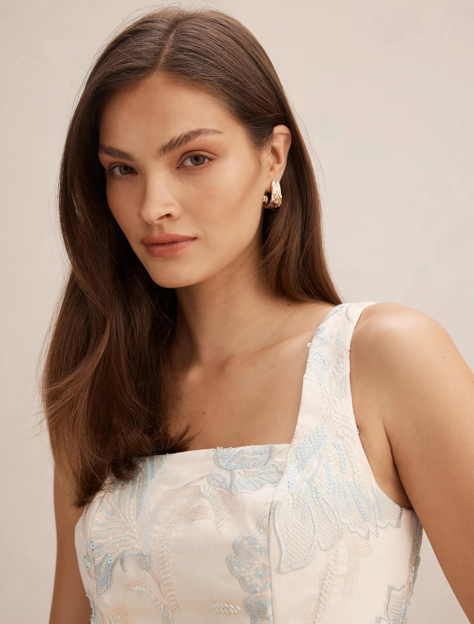 Calliope Embellished Top Blue Co-Ord