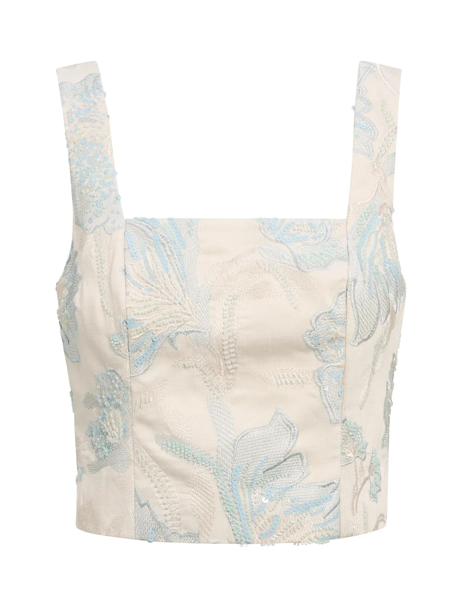 Calliope Embellished Top Blue Co-Ord_mannequin