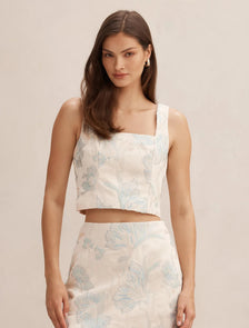 Calliope Embellished Top Blue Co-Ord