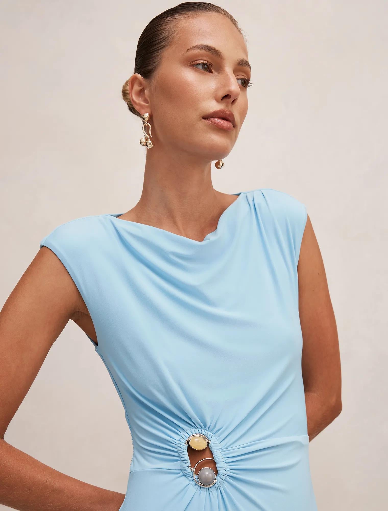 Alaia Gathered Hardware Midi Baltic Sea