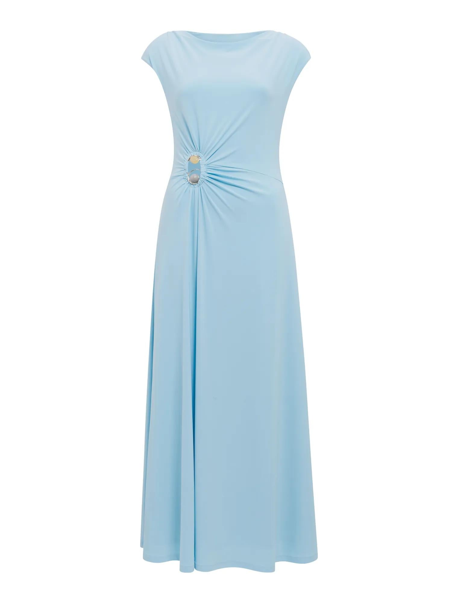 Alaia Gathered Hardware Midi Baltic Sea_mannequin