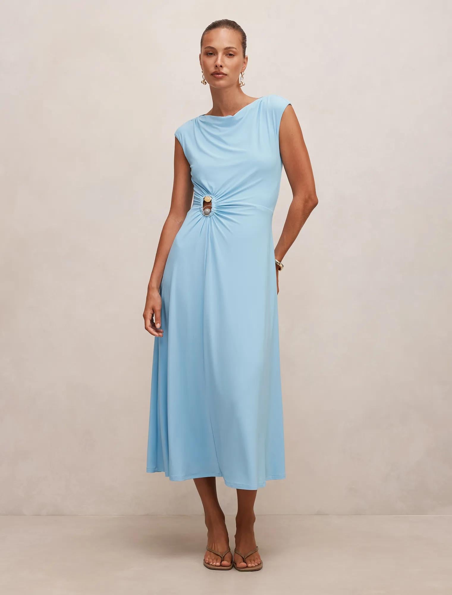 Alaia Gathered Hardware Midi Baltic Sea