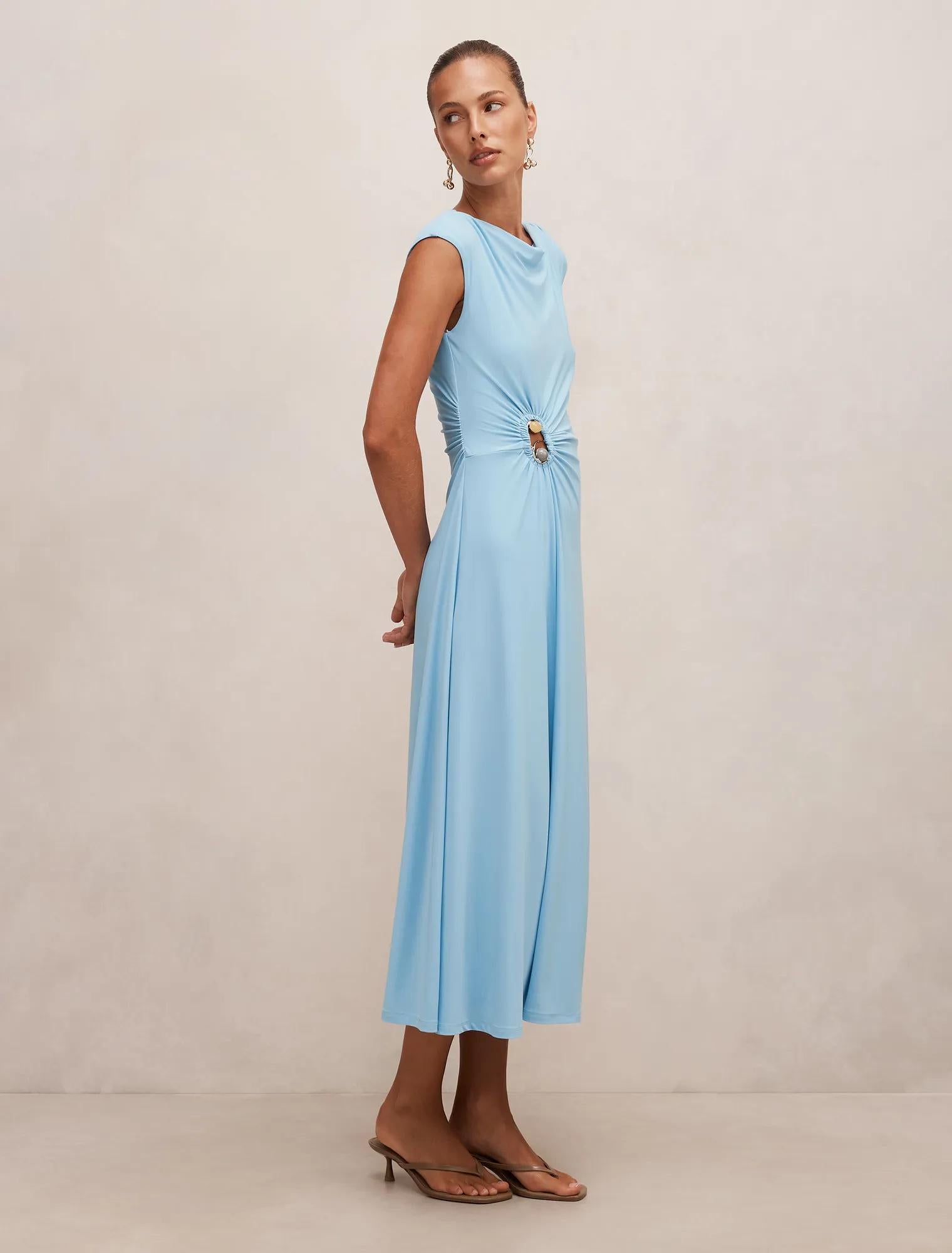 Alaia Gathered Hardware Midi Baltic Sea