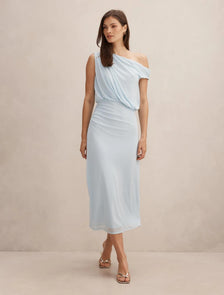Honey Tipped Shoulder Midi Dress Cooling Spray