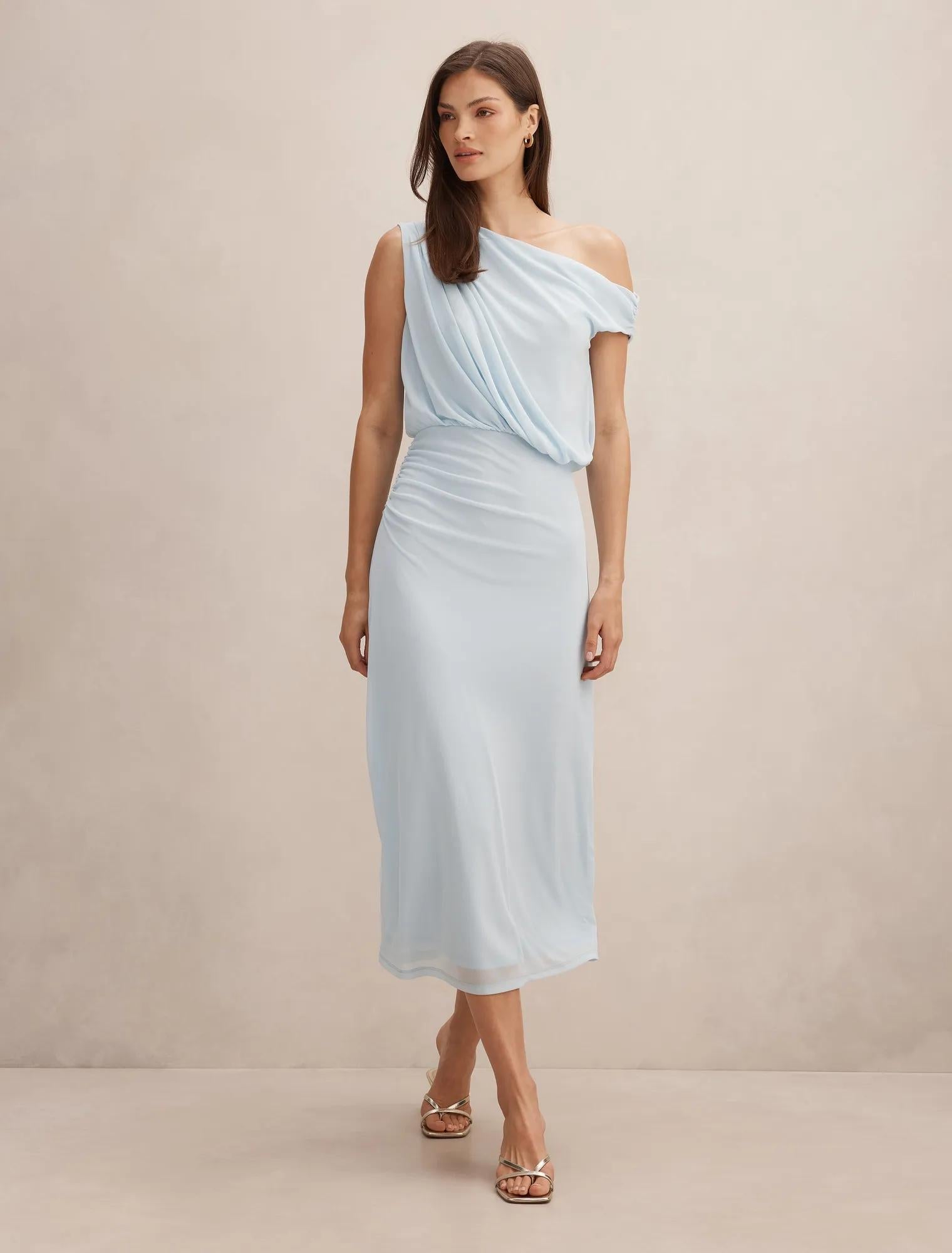 Honey Tipped Shoulder Midi Dress Cooling Spray