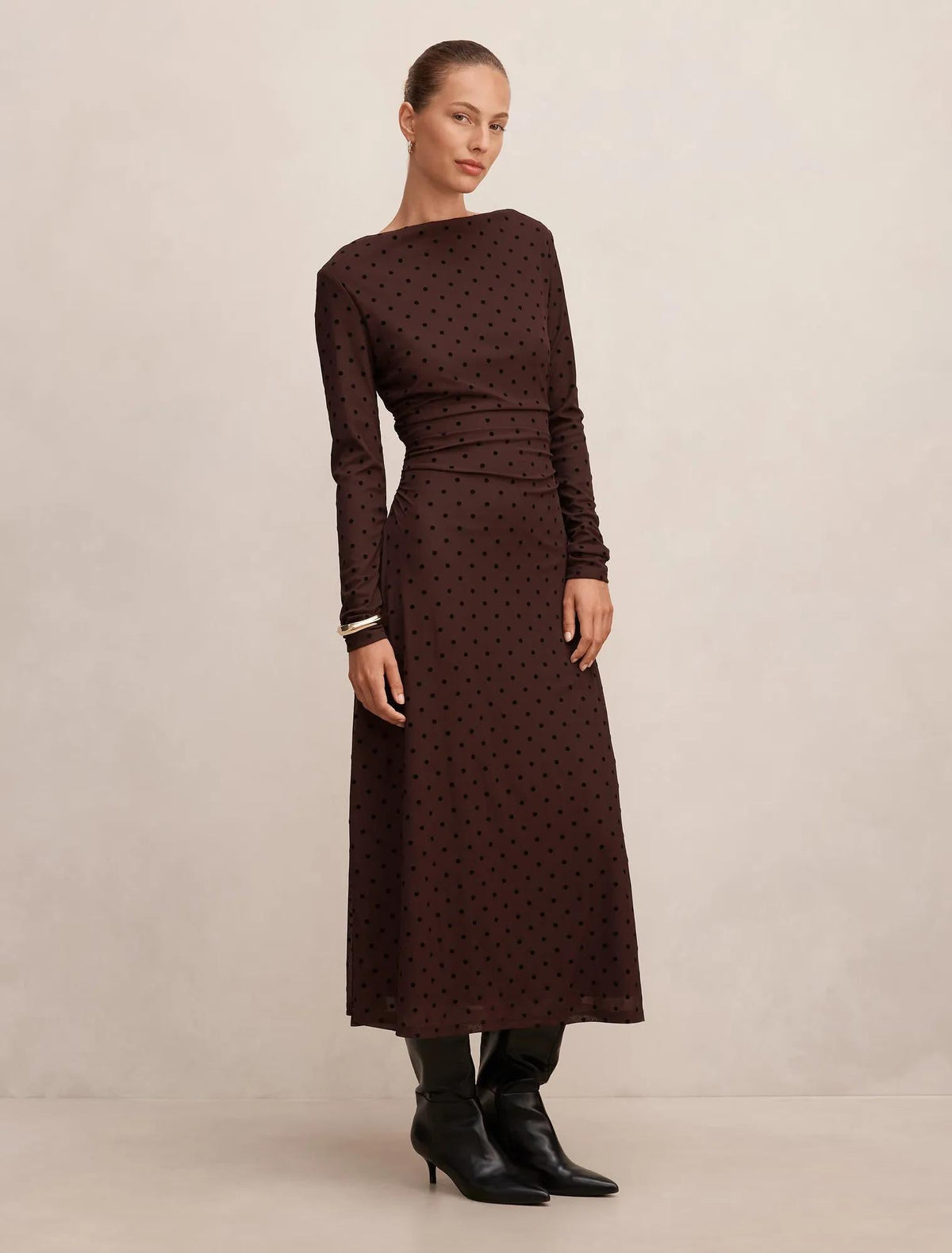 Bonnie Spot Mesh Midi Dress