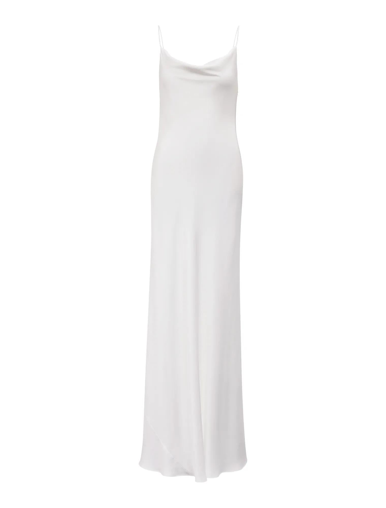 Amery 3D Floral Satin Maxi White