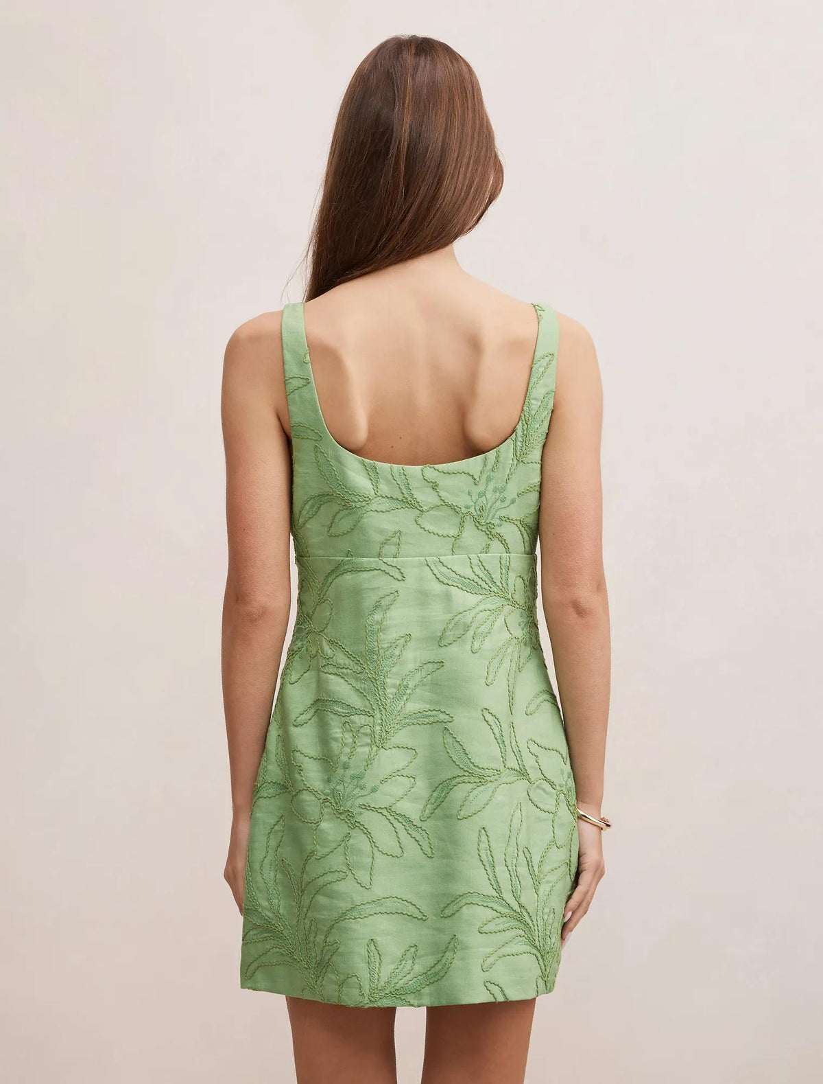 Lainey Embroidered Mini Dress Fluorite Green