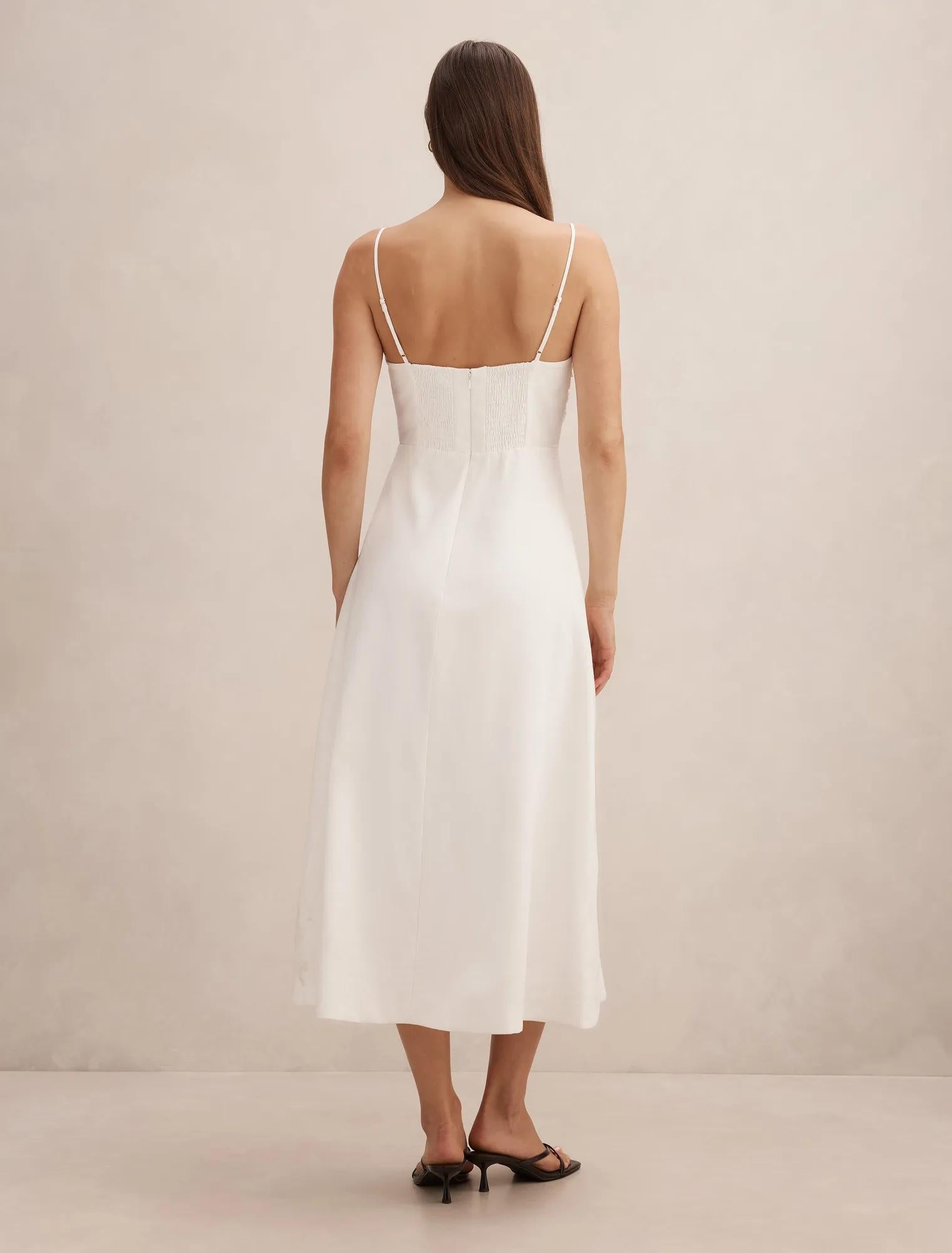 Alice Gathered Hardware Midi Dress Porcelain