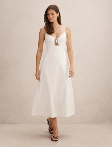 Alice Gathered Hardware Midi Dress Porcelain