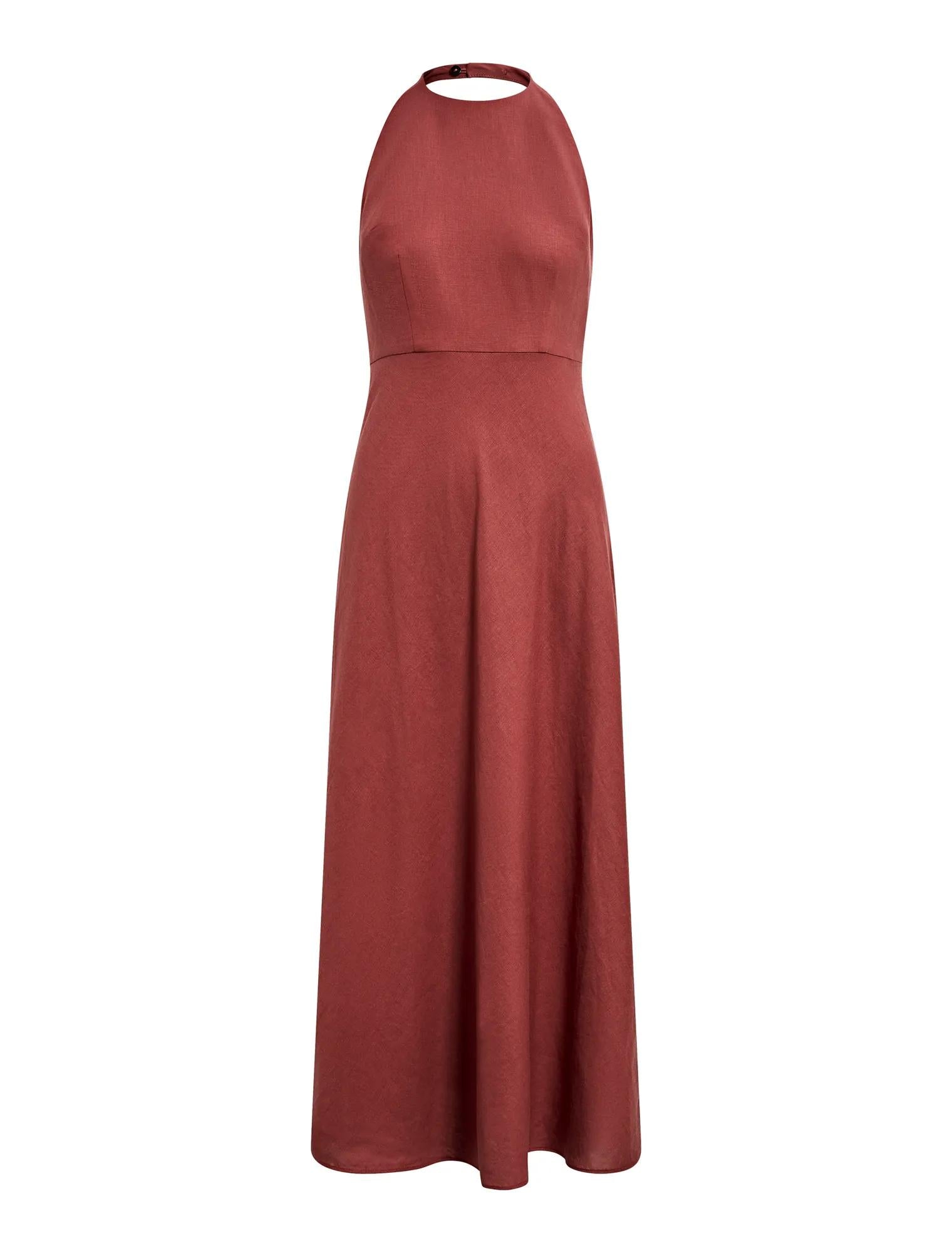 Soraya Beaded Back Midi Dress New Maroon_mannequin