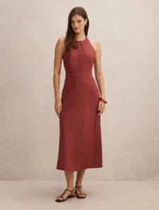 Soraya Beaded Back Midi Dress New Maroon