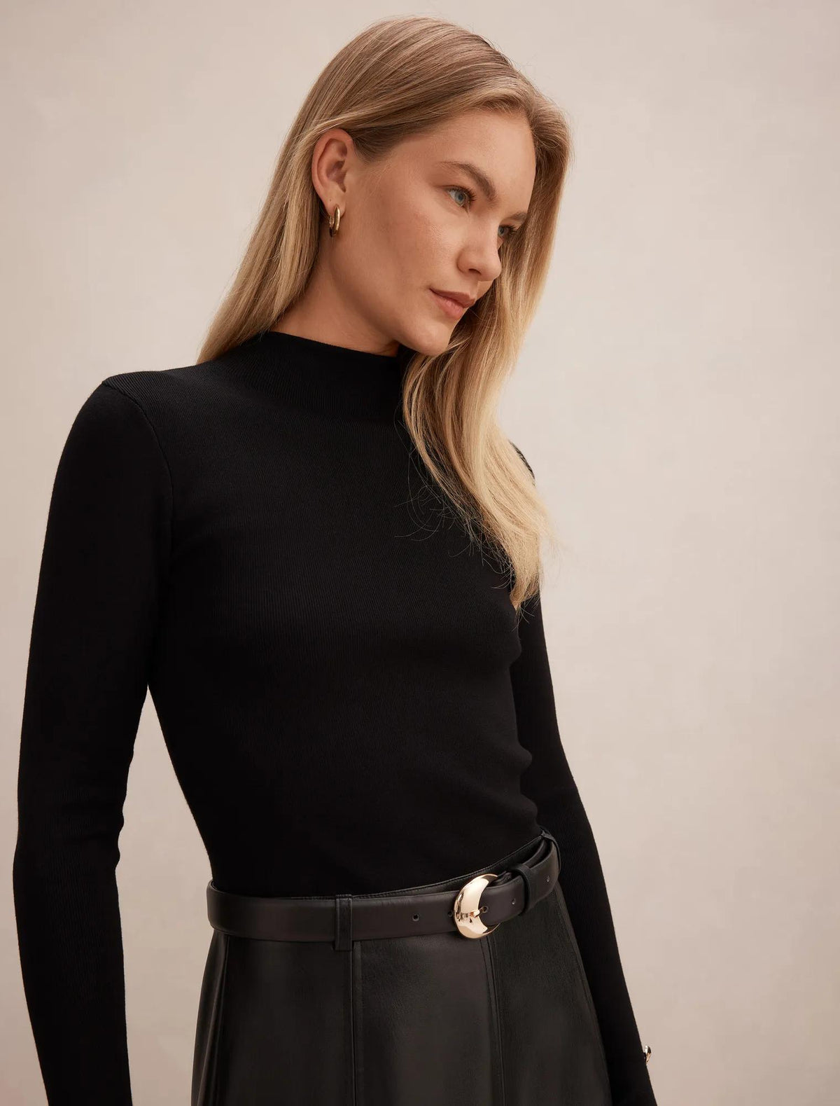 Monique PU A-Line Dress Black