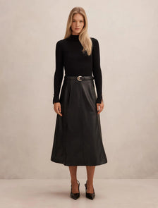 Monique PU A-Line Dress Black