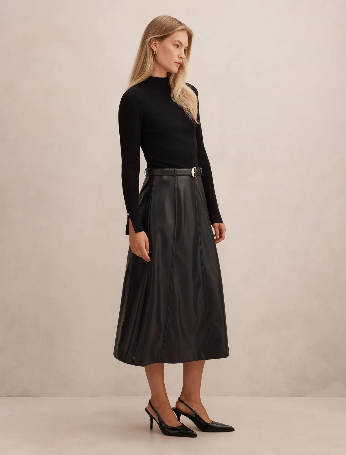 Monique PU A-Line Dress Black