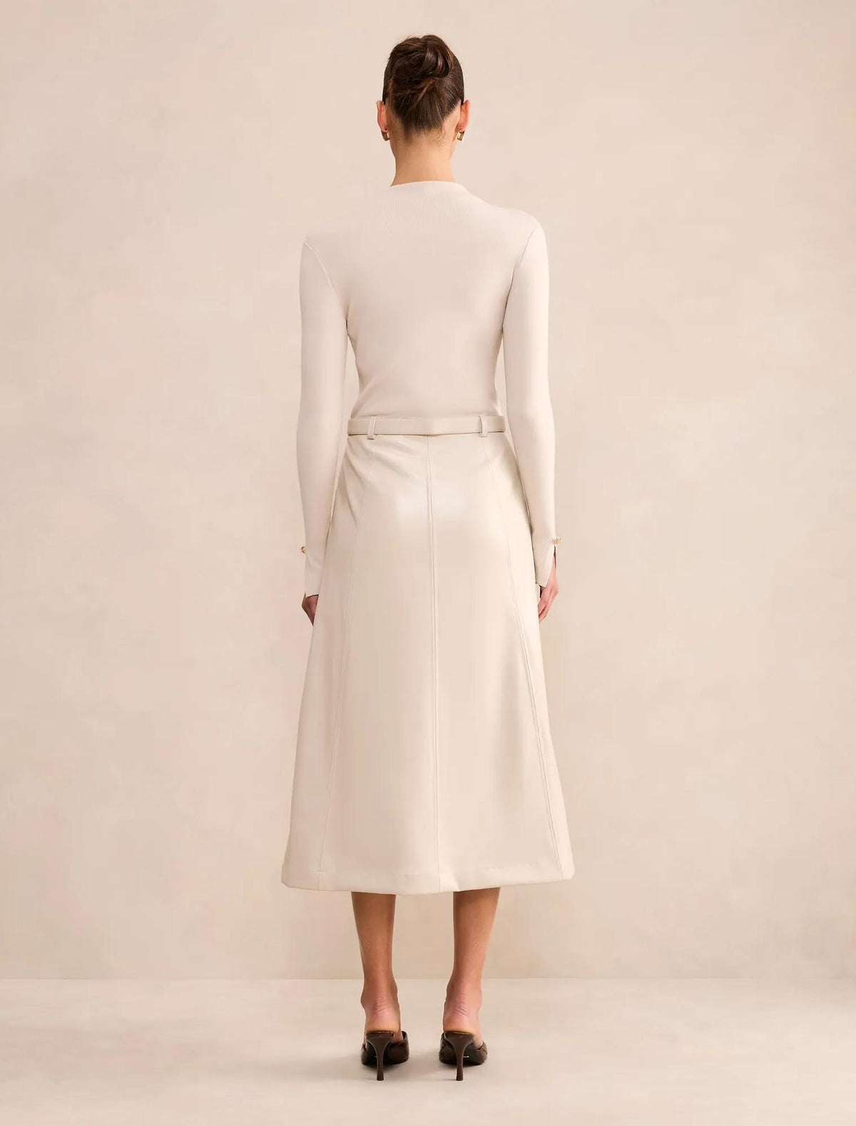 Monique PU A-Line Dress Neutral Bone