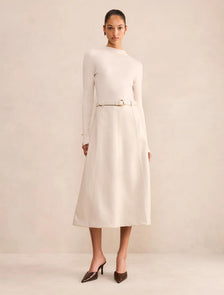 Monique PU A-Line Dress Neutral Bone