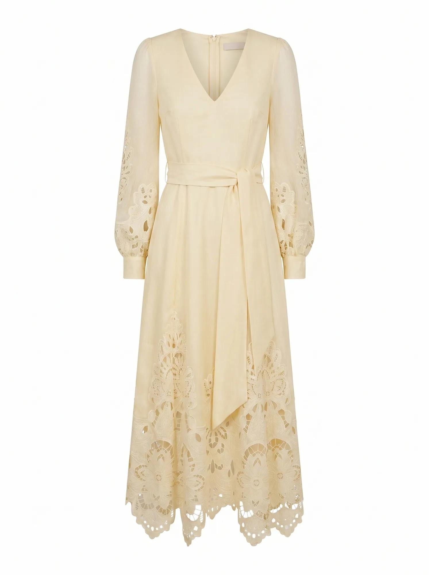Ashlee Embroidered Long Sleeve Maxi Soft Yellow_mannequin
