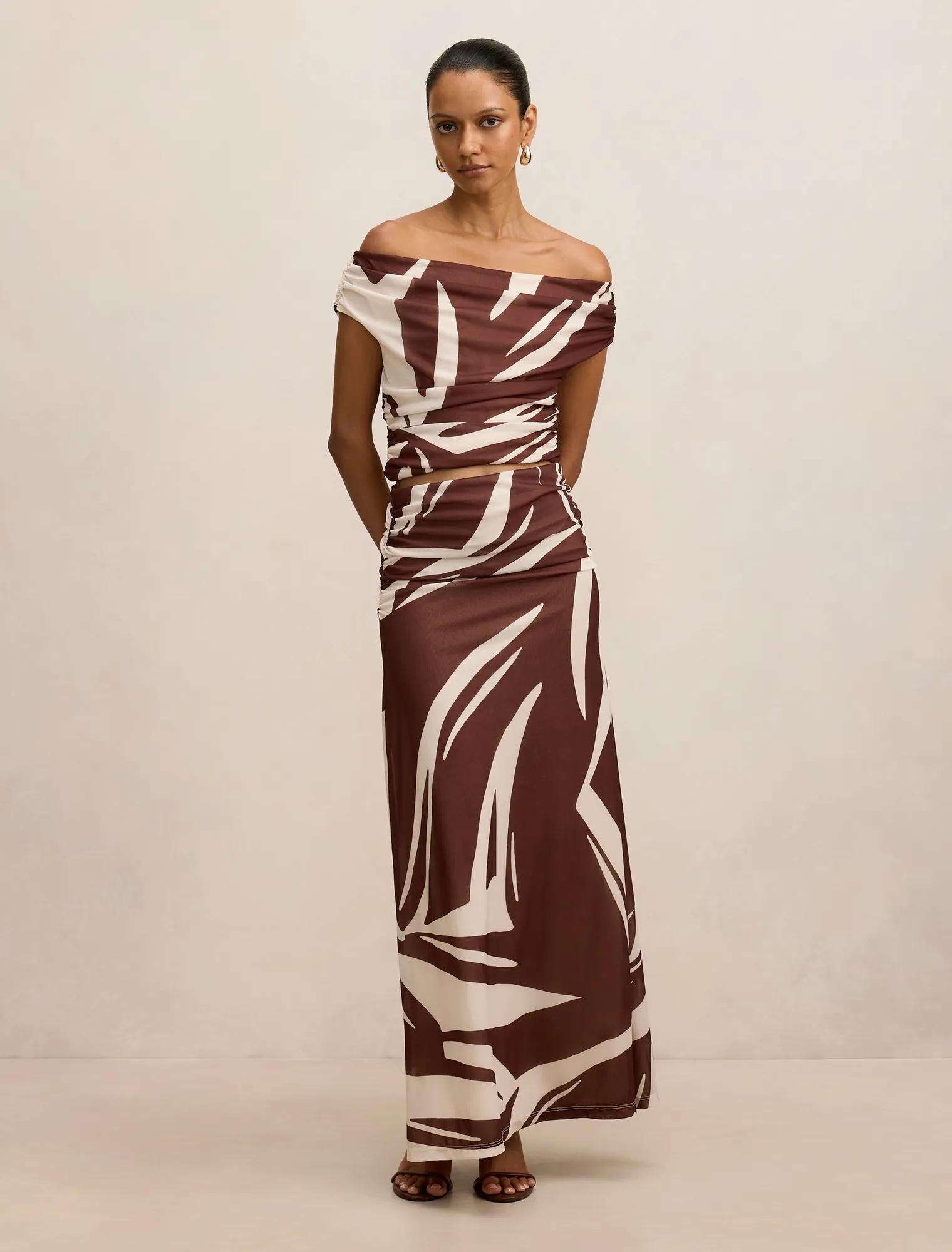 Mimi Petite Flute Maxi Skirt Dark Tove co-ord