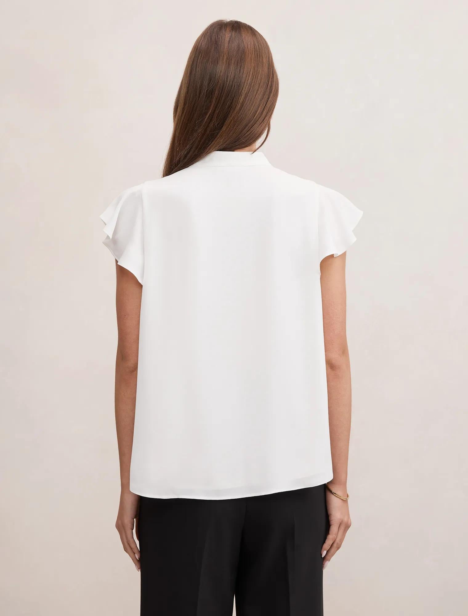 Jennie Flutter Sleeve Blouse Porcelain