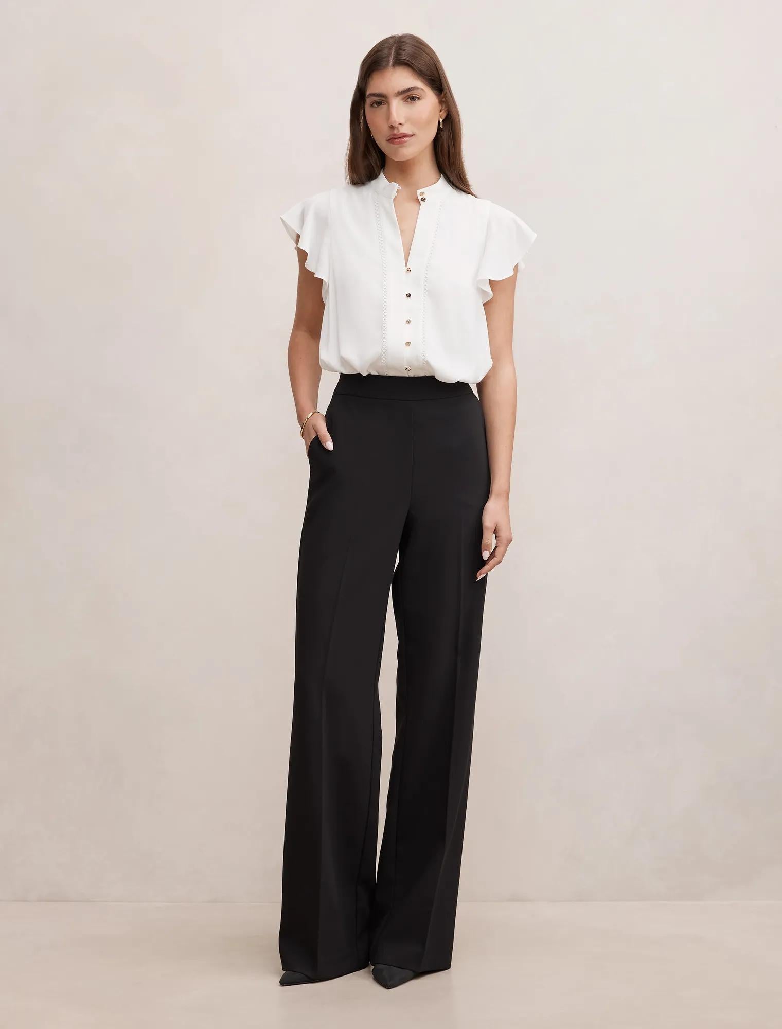 Jennie Flutter Sleeve Blouse Porcelain