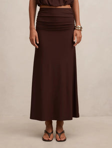 Sutton Flute Maxi skirt Milk Chocolate co-ord