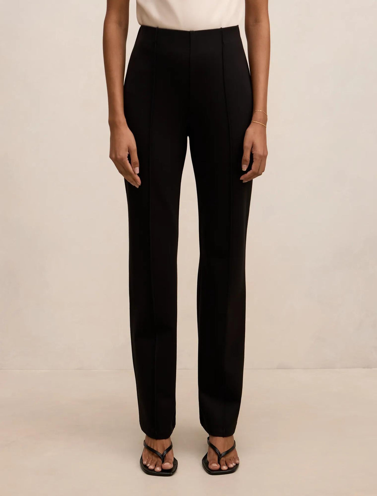 Piper Petite Ponte Straight Leg Pant Black