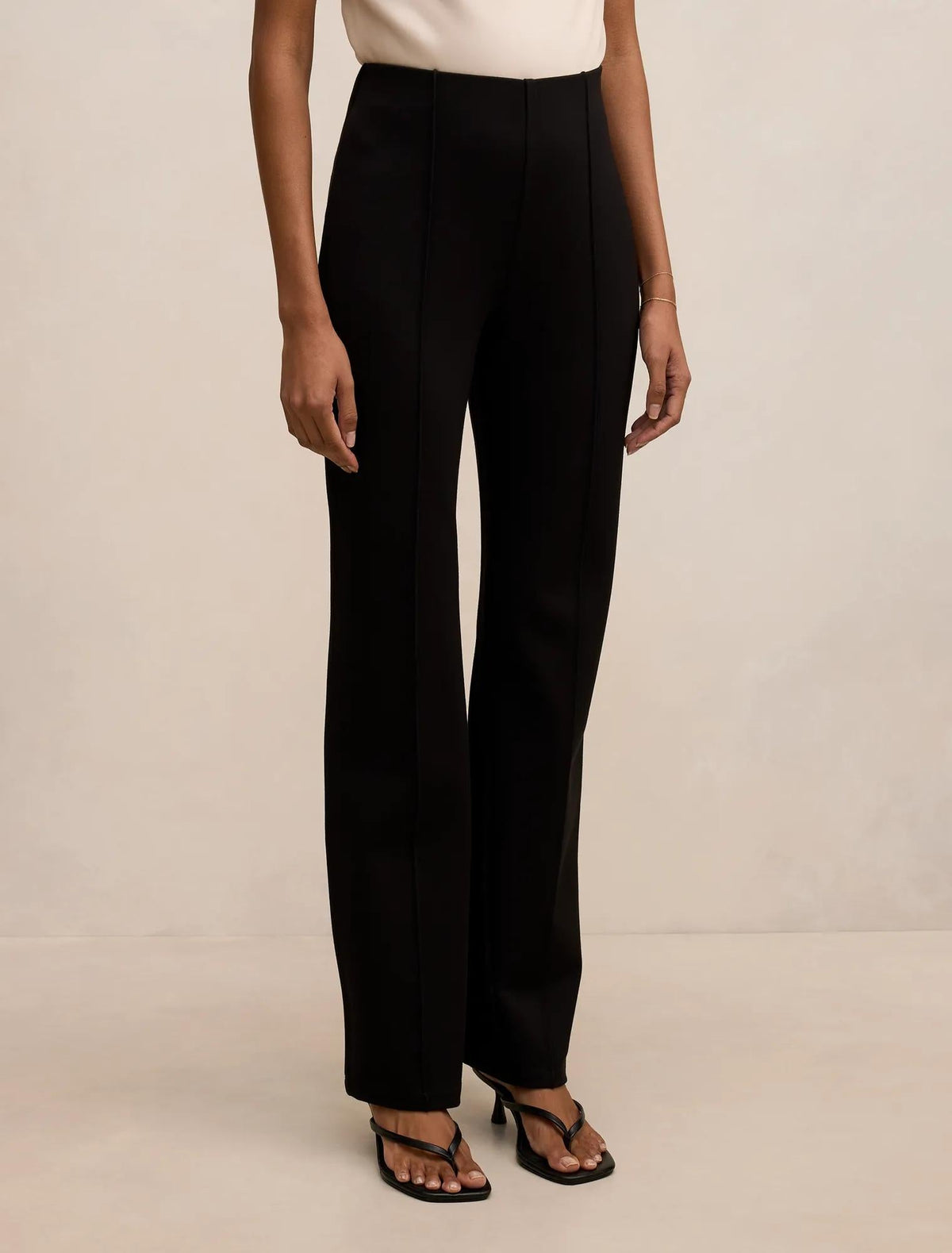 Piper Petite Ponte Straight Leg Pant Black