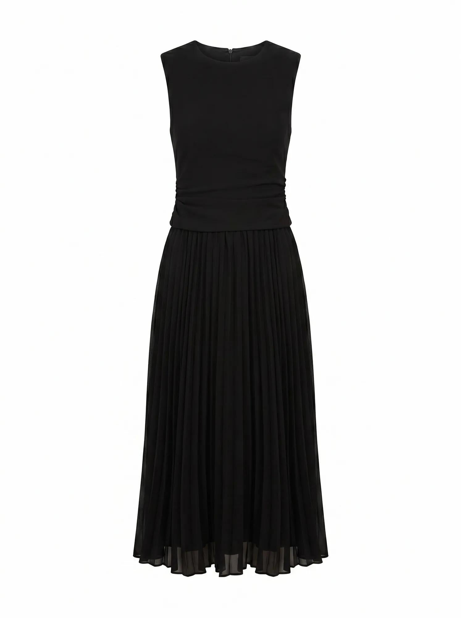 Emilia 2 in 1 Pleated Midi Black_mannequin