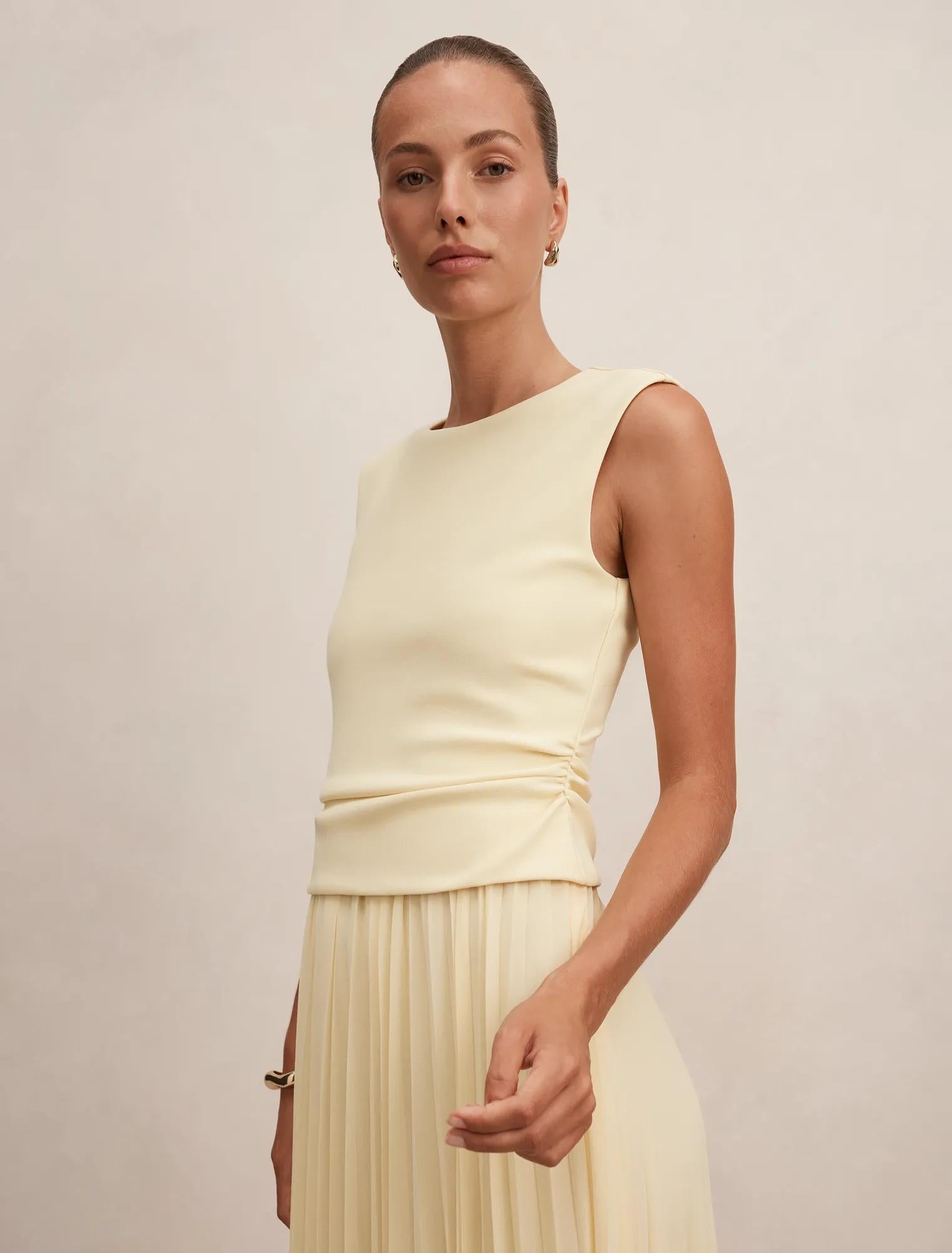 Emilia 2-in-1 Pleated Midi Dress Lemon