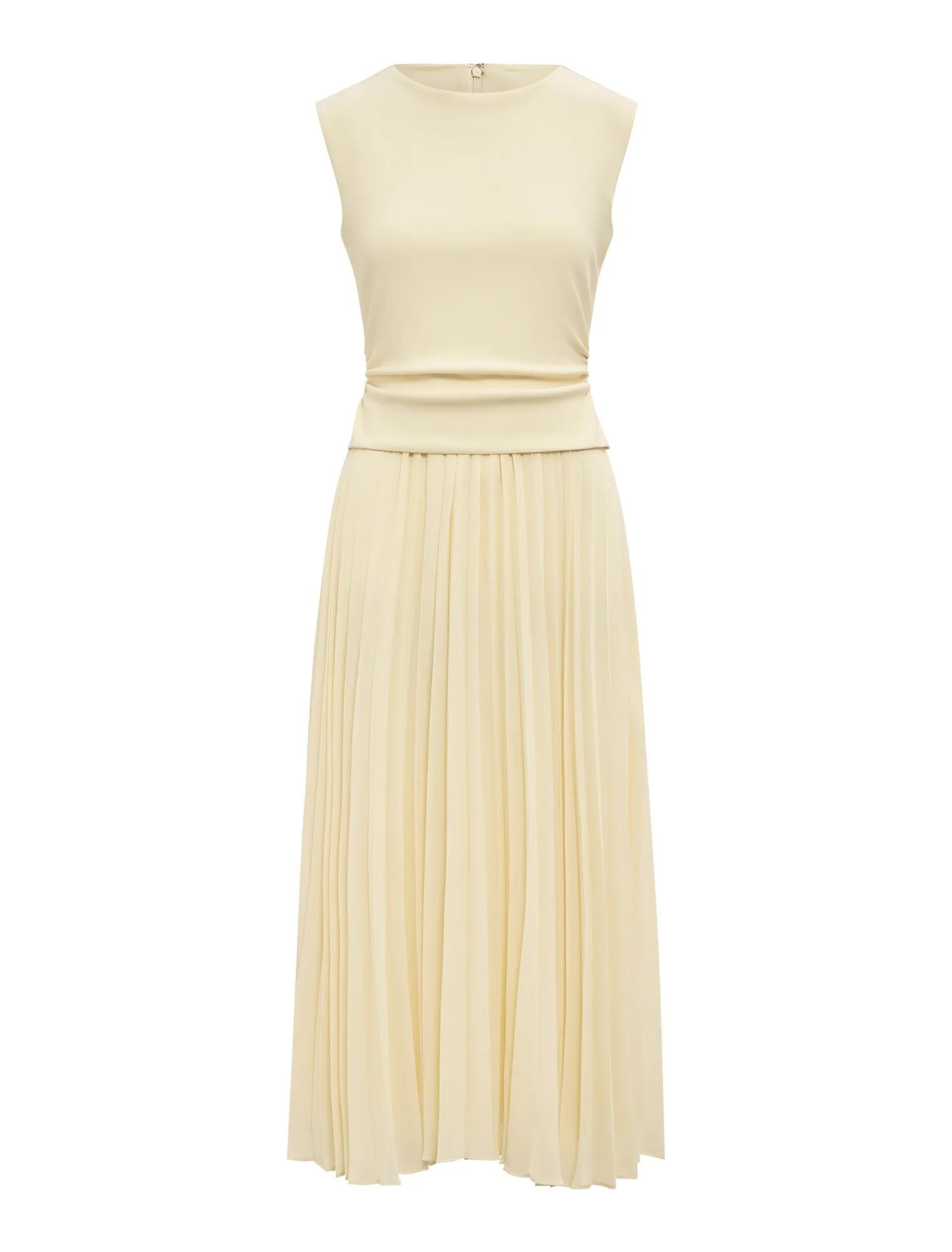 Emilia 2-in-1 Pleated Midi Dress Lemon_mannequin