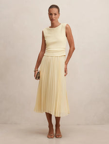 Emilia 2-in-1 Pleated Midi Dress Lemon