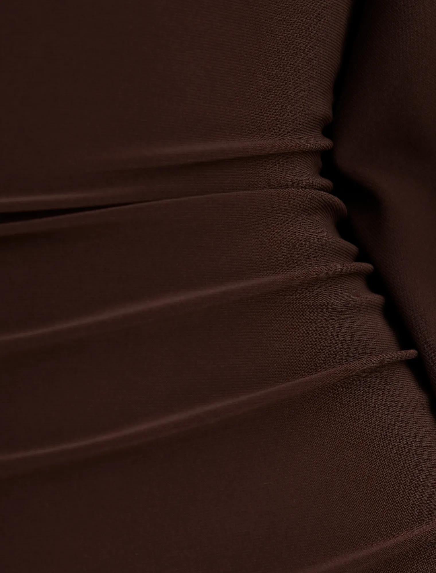 Adriana One Shoulder Mini Dress Bitter Chocolate