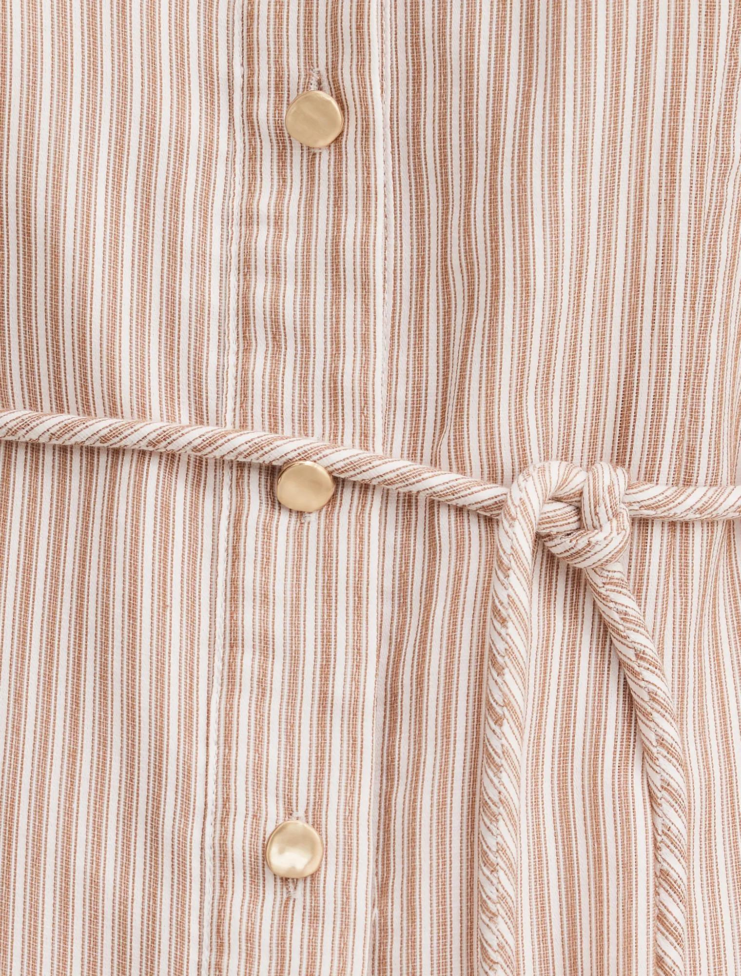 Maisy Silk Blend Shirt Dress Rust Stripe
