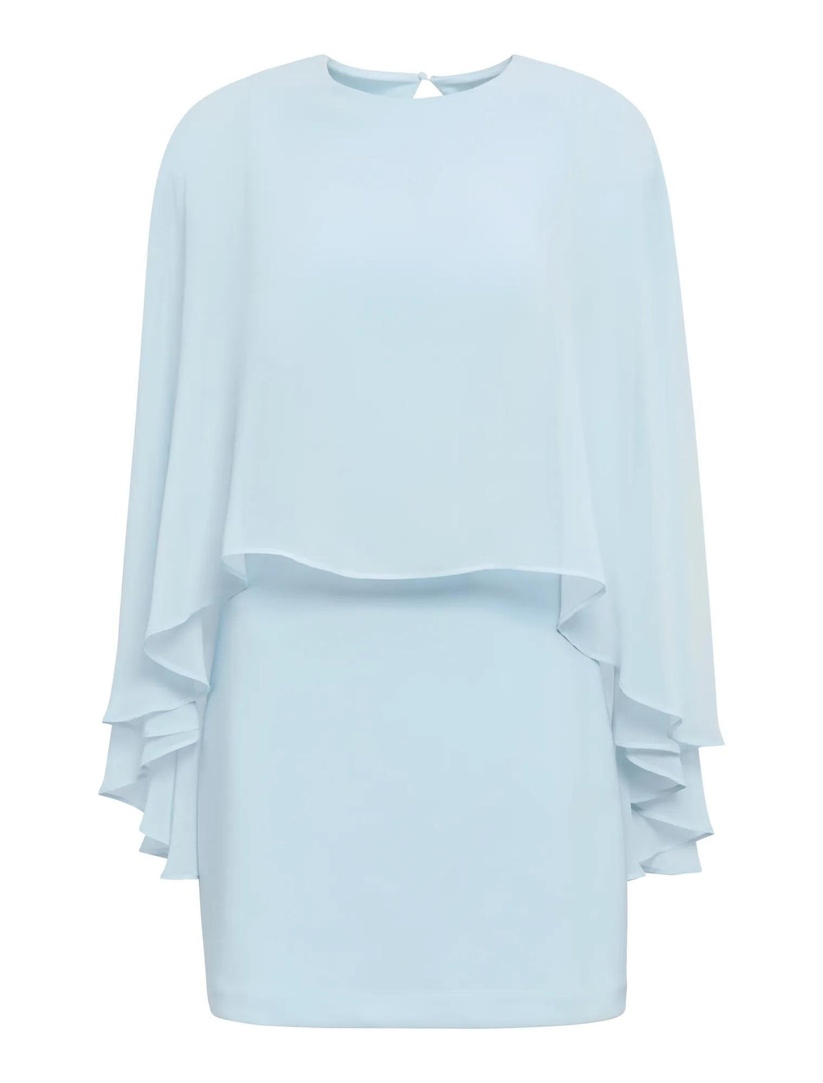 Irena Sheer Cape Mini Dress Soft Blue_mannequin