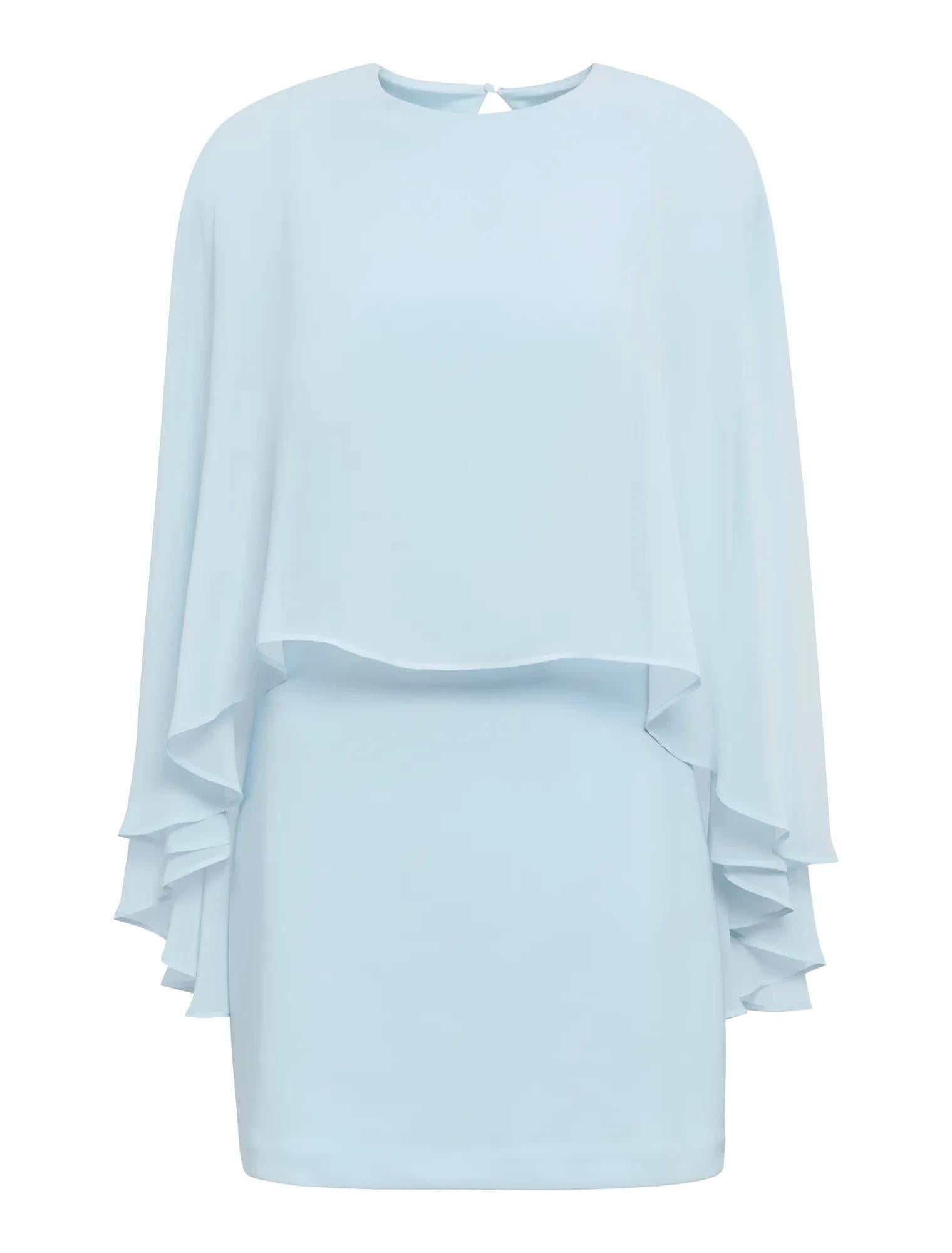 Irena Sheer Cape Mini Dress Soft Blue_mannequin