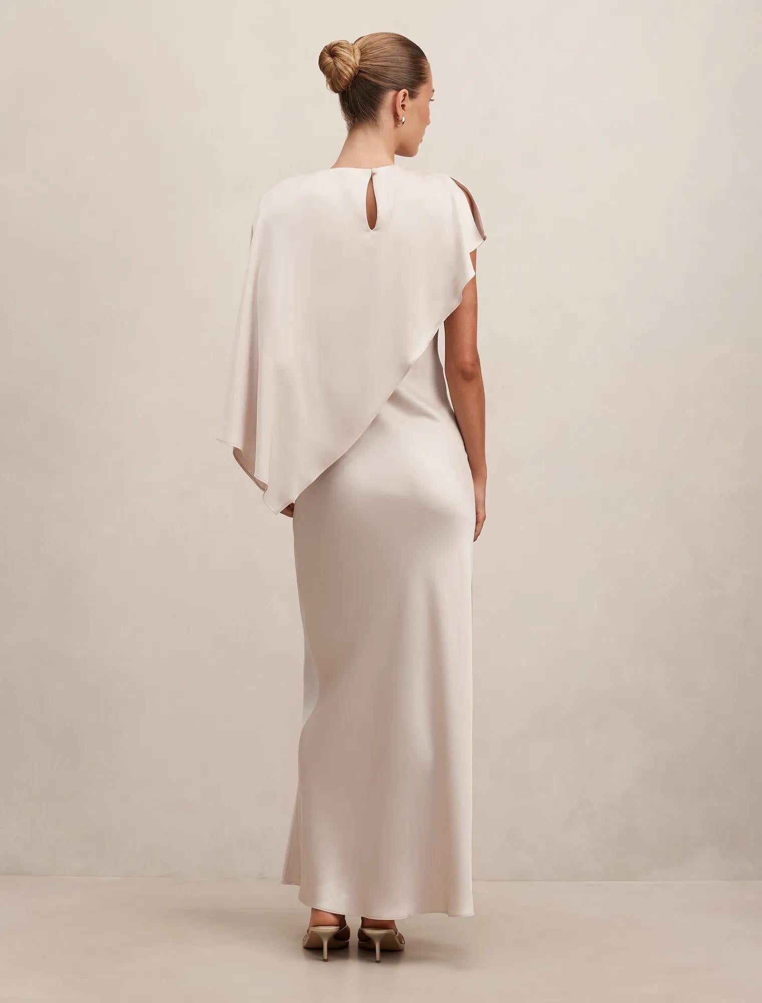 Zinnia Cape Maxi Dress Champagne