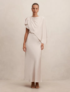 Zinnia Cape Maxi Dress Champagne