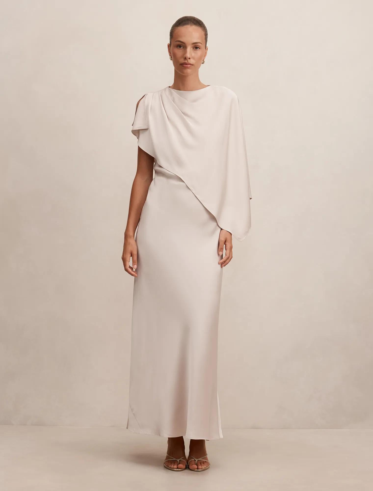 Zinnia Cape Maxi Dress Champagne