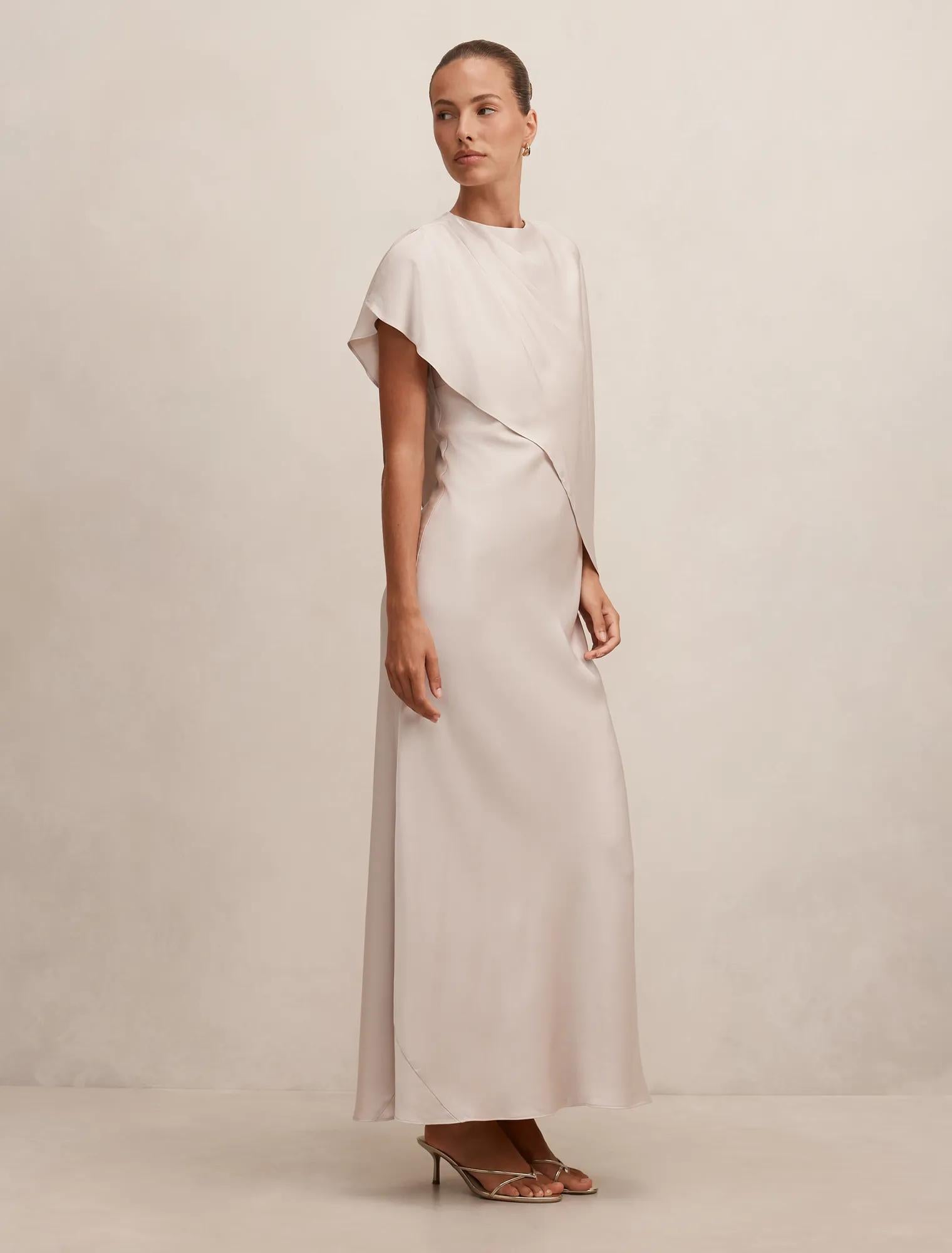 Zinnia Cape Maxi Dress Champagne