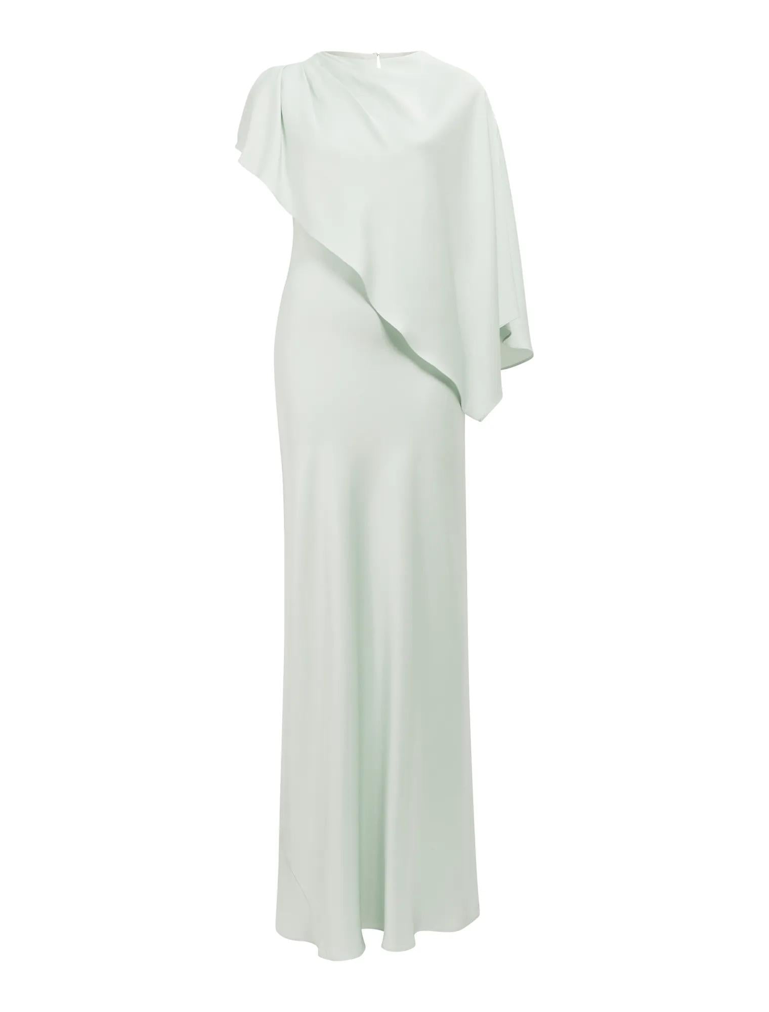 Zinnia Cape Maxi Dress Dusty Aqua_mannequin