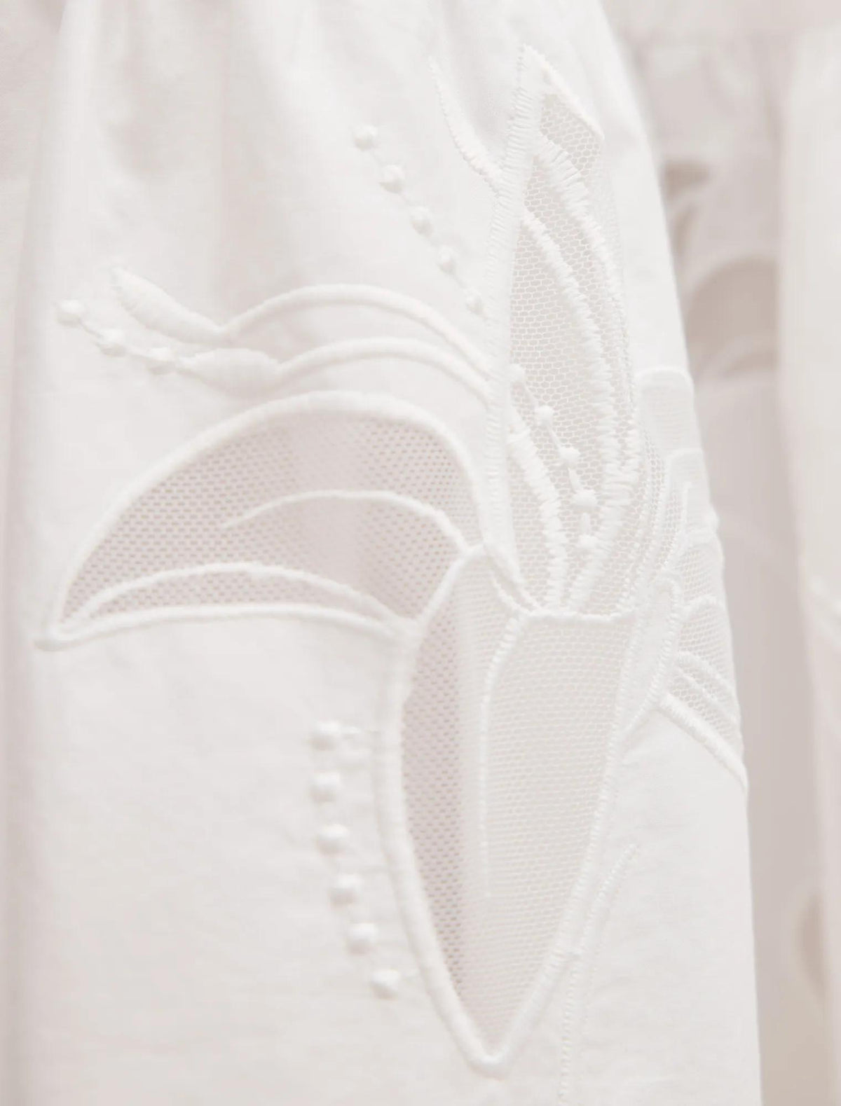 Matilda Embroidered Tie Midi Dress Porcelain