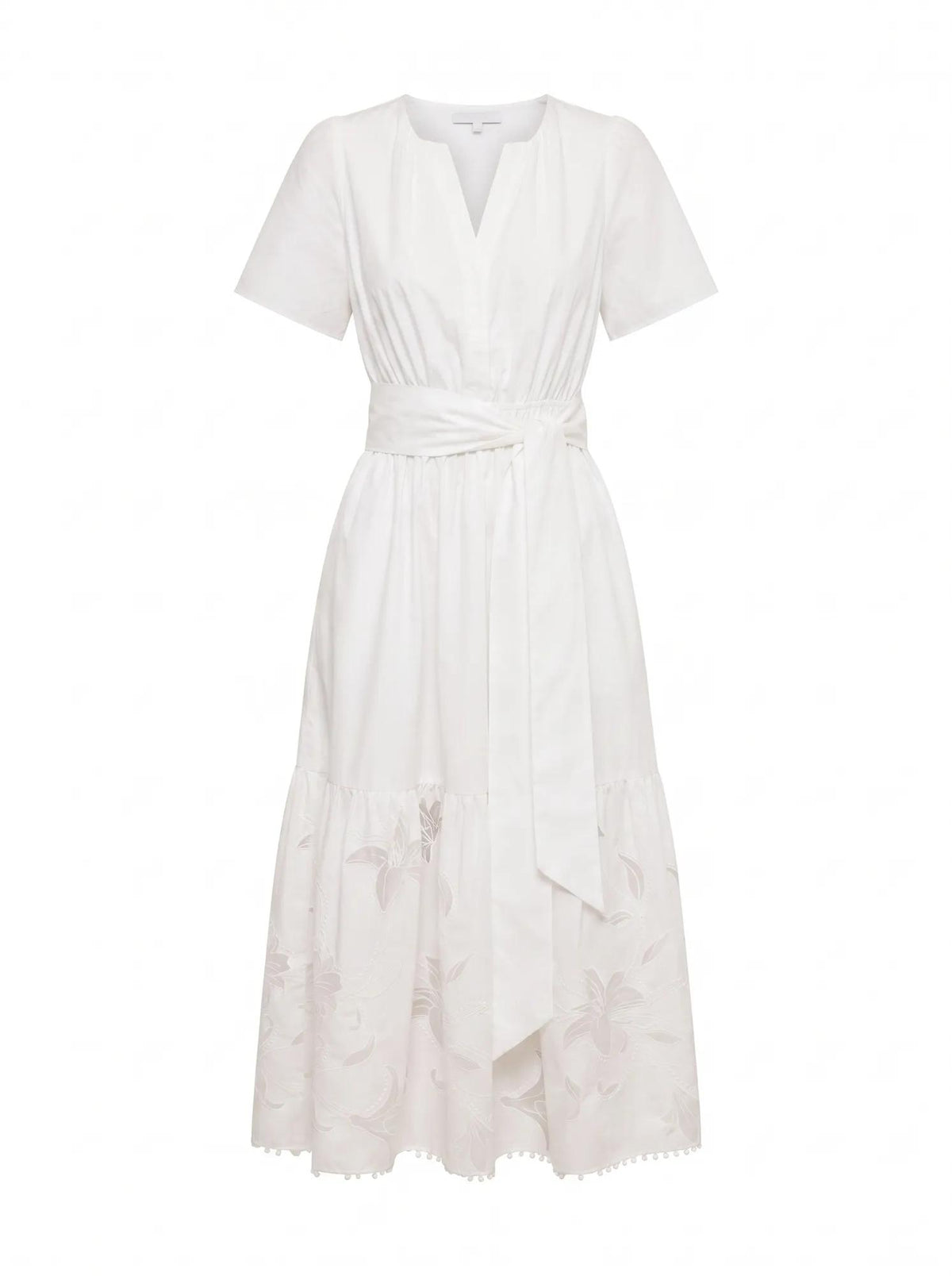 Matilda Embroidered Tie Midi Dress Porcelain_mannequin