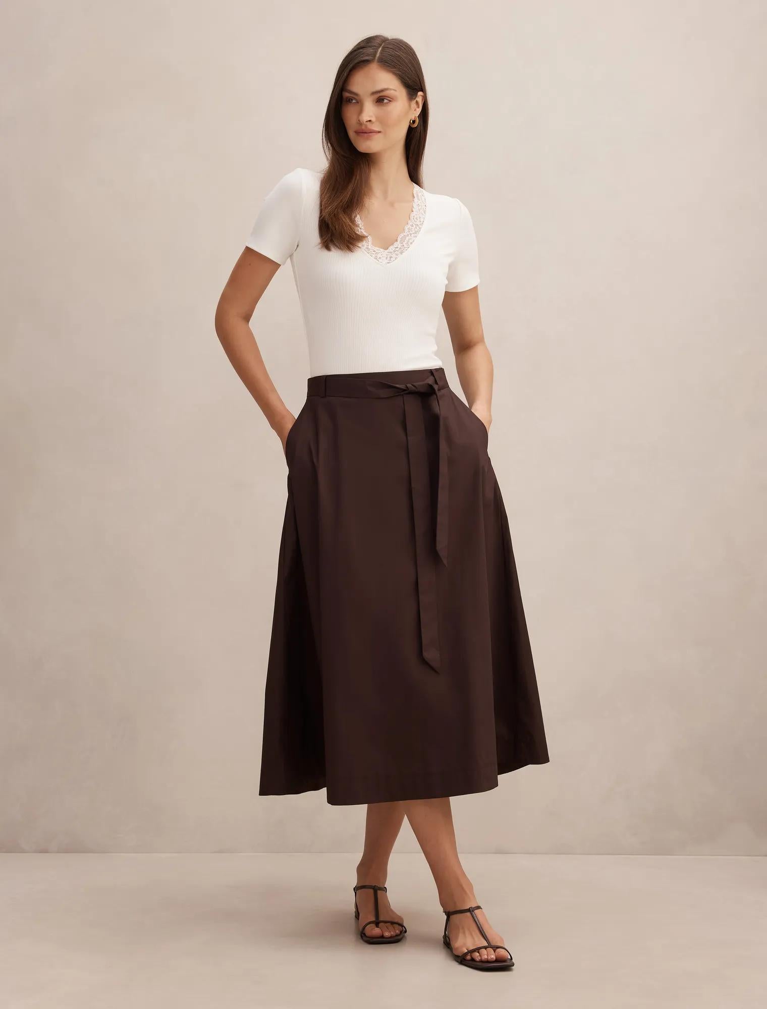 Sienna Lace Trim Tee Porcelain