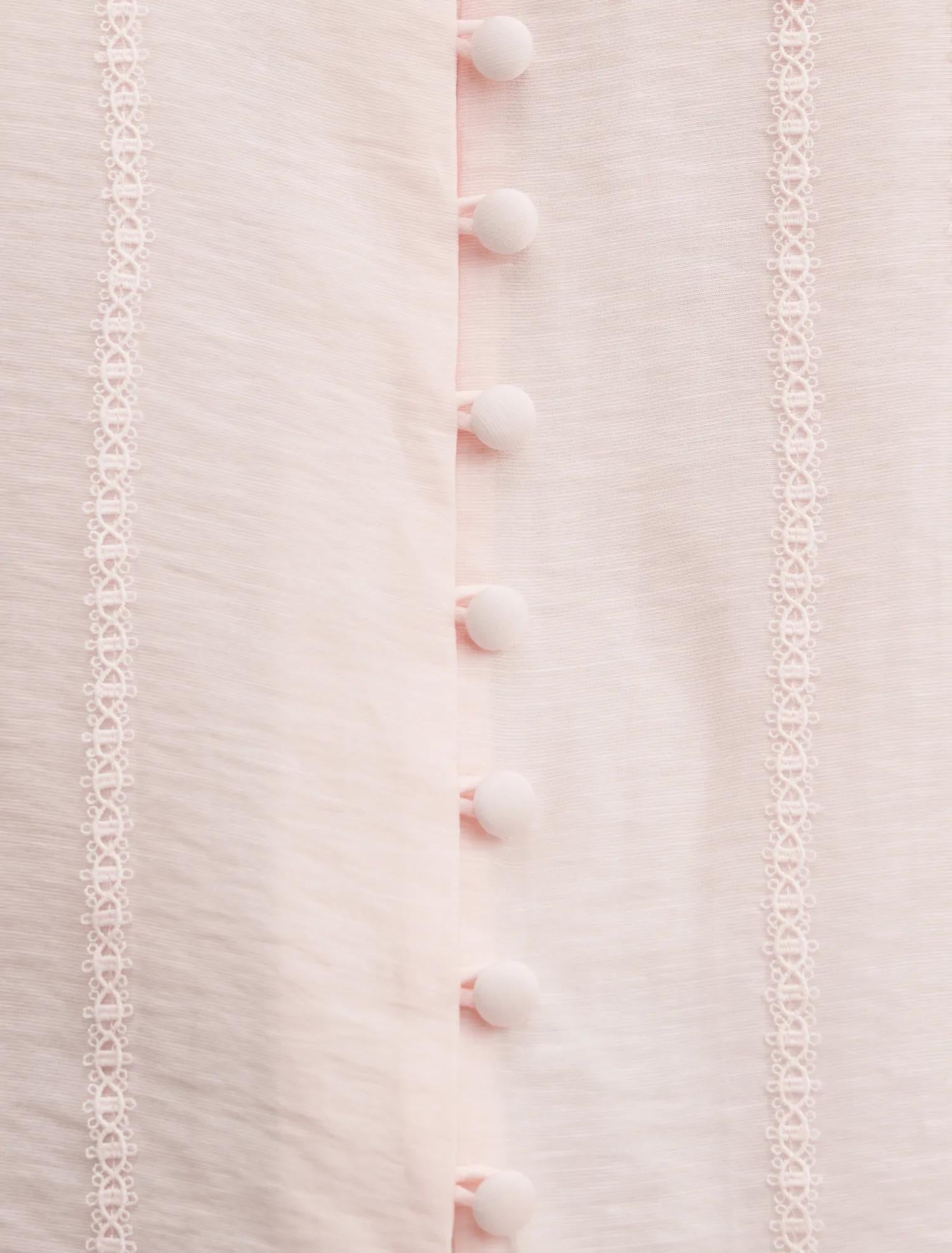 Astra Lace Trim Blouse Barely Pink
