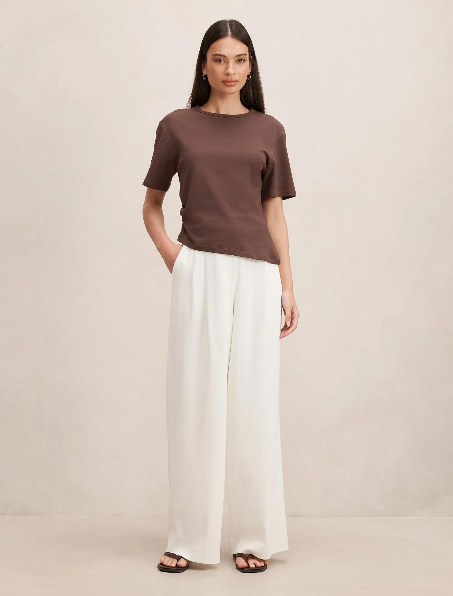 Annabelle Pleated Palazzo Pants Porcelain