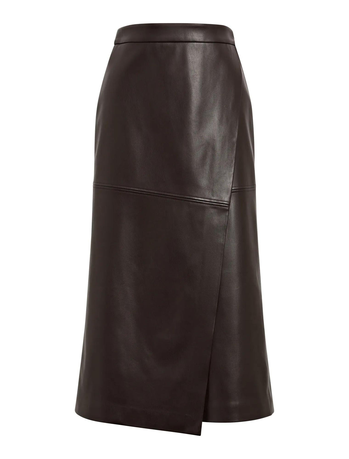Amelia Vegan Leather Wrap Skirt Chocolate