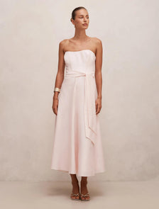 Daniella Strapless Midi Dress Pink