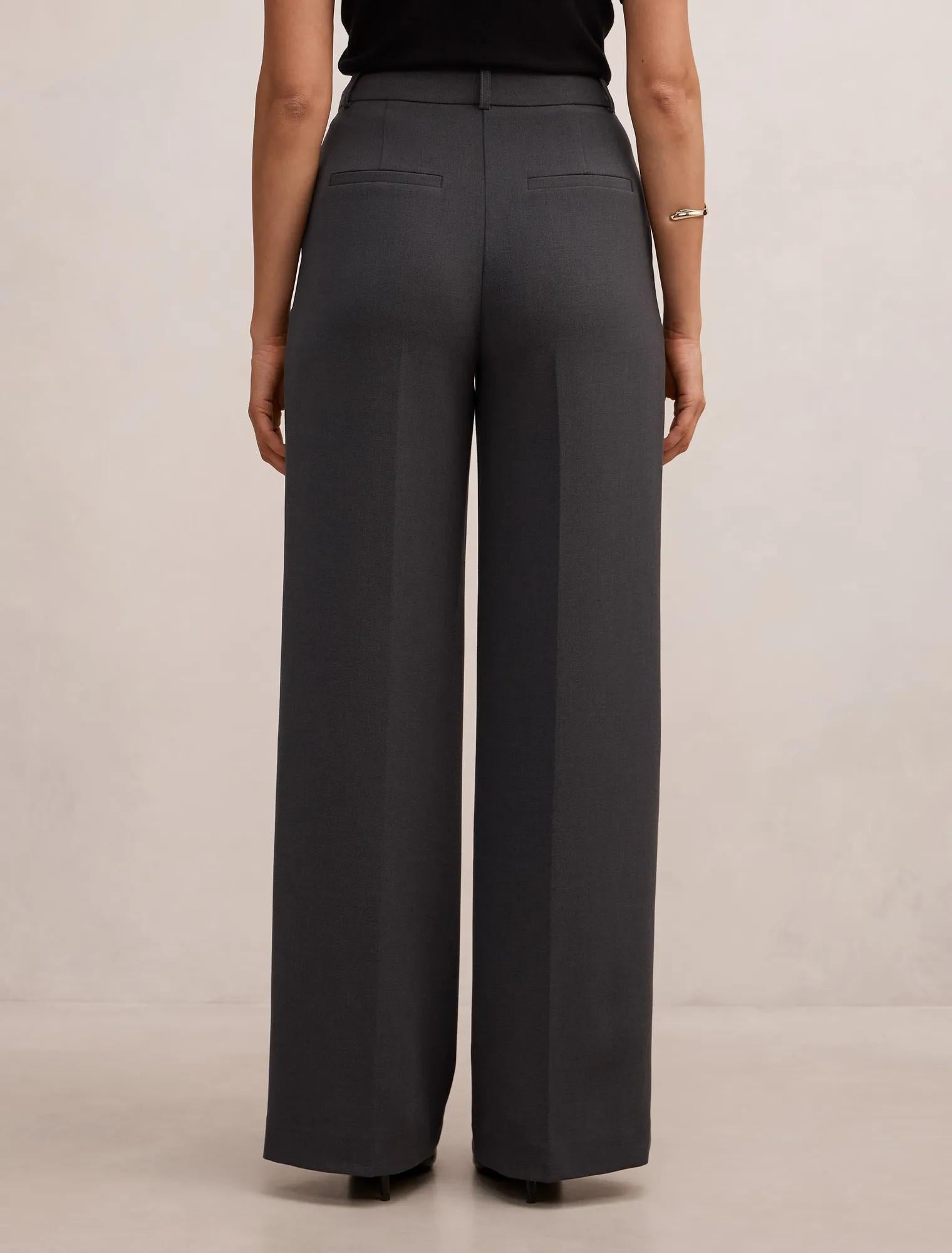 Eva Wide Leg Pant Charcoal Grey